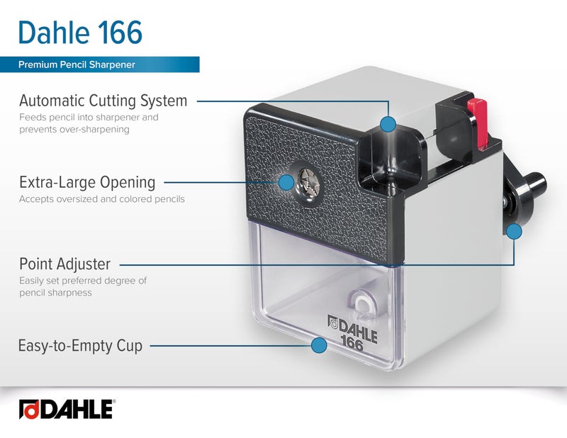 Dahle 166 Premium Pencil Sharpener w/Point Adjuster & Automatic Cutting System, Accepts Graphite & Oversized Artist Pencils - Image 4
